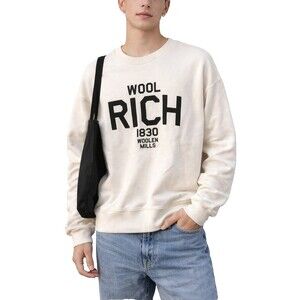 Woolrich 1830 Crewneck Sweatshirt Mens XL Cream Ivory Logo Pullover Casual